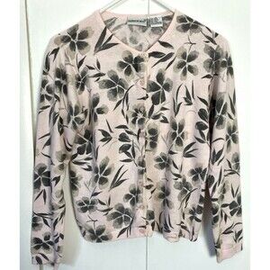 Fashion Bug Womens Pink & Green Floral Cardigan Size Small